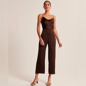 Abercrombie & Fitch Chocolate Brown Satin Jumpsuit